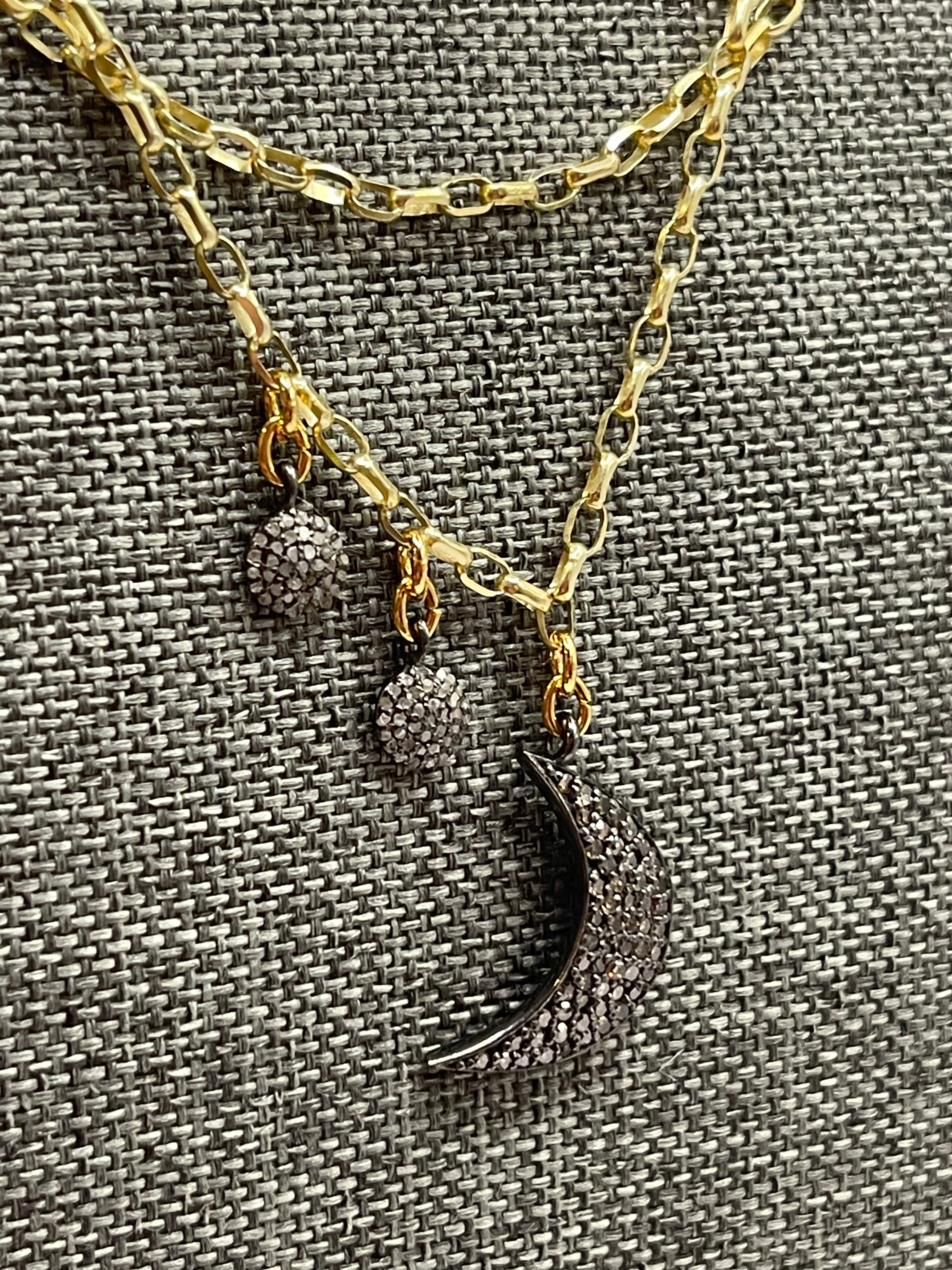 Asymmetrical Pave Diamond Moon Necklace - Lucette Collection