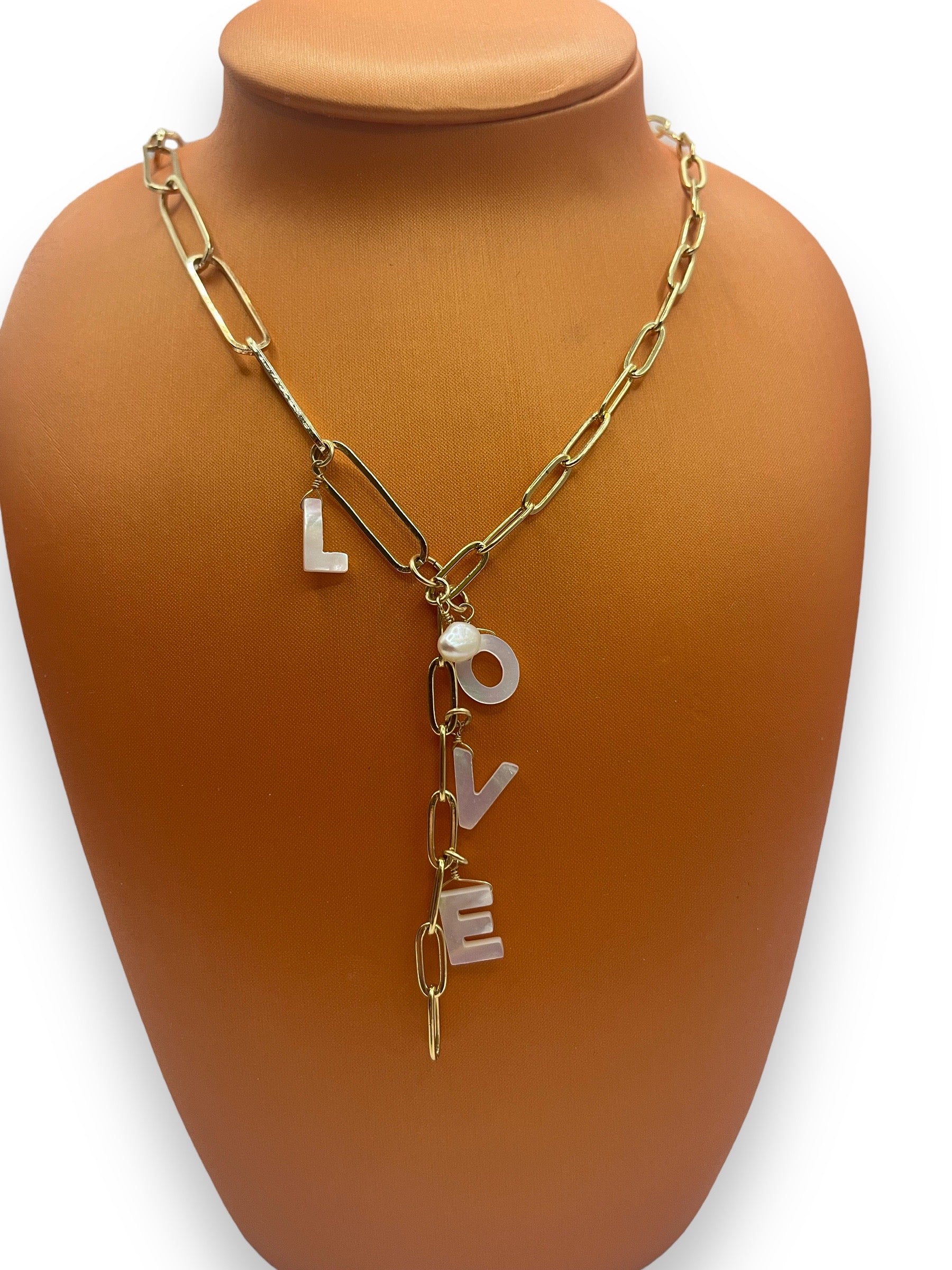 Pearl love lariat necklace