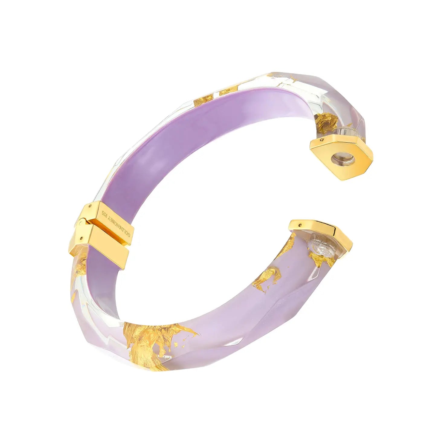 Lavender 24K Gold Leaf Faceted Bangle with Hinge - Lucette Collection