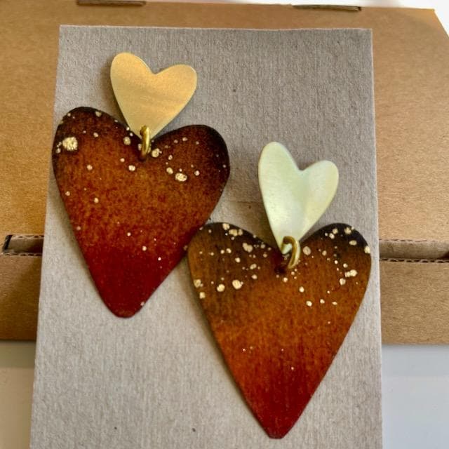 Dos Corazones Heart Earrings