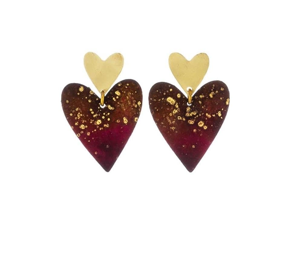 Dos Corazones Heart Earrings
