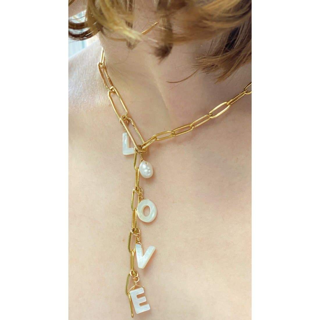 Pearl LOVE Lariat Necklace