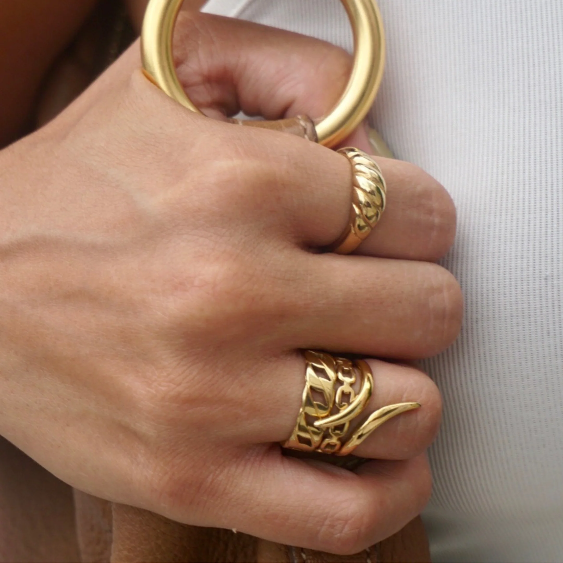 Raven Twisted Croissant Ring - Lucette Collection