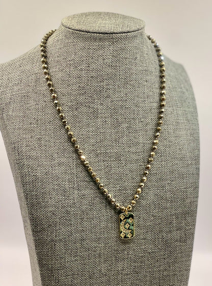 Pyrite Celestial Dog Tag Necklace - Lucette Collection