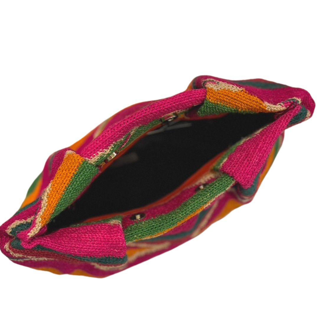 Sisal Medium Pouch - Multicolor Lines Pattern - Lucette Collection