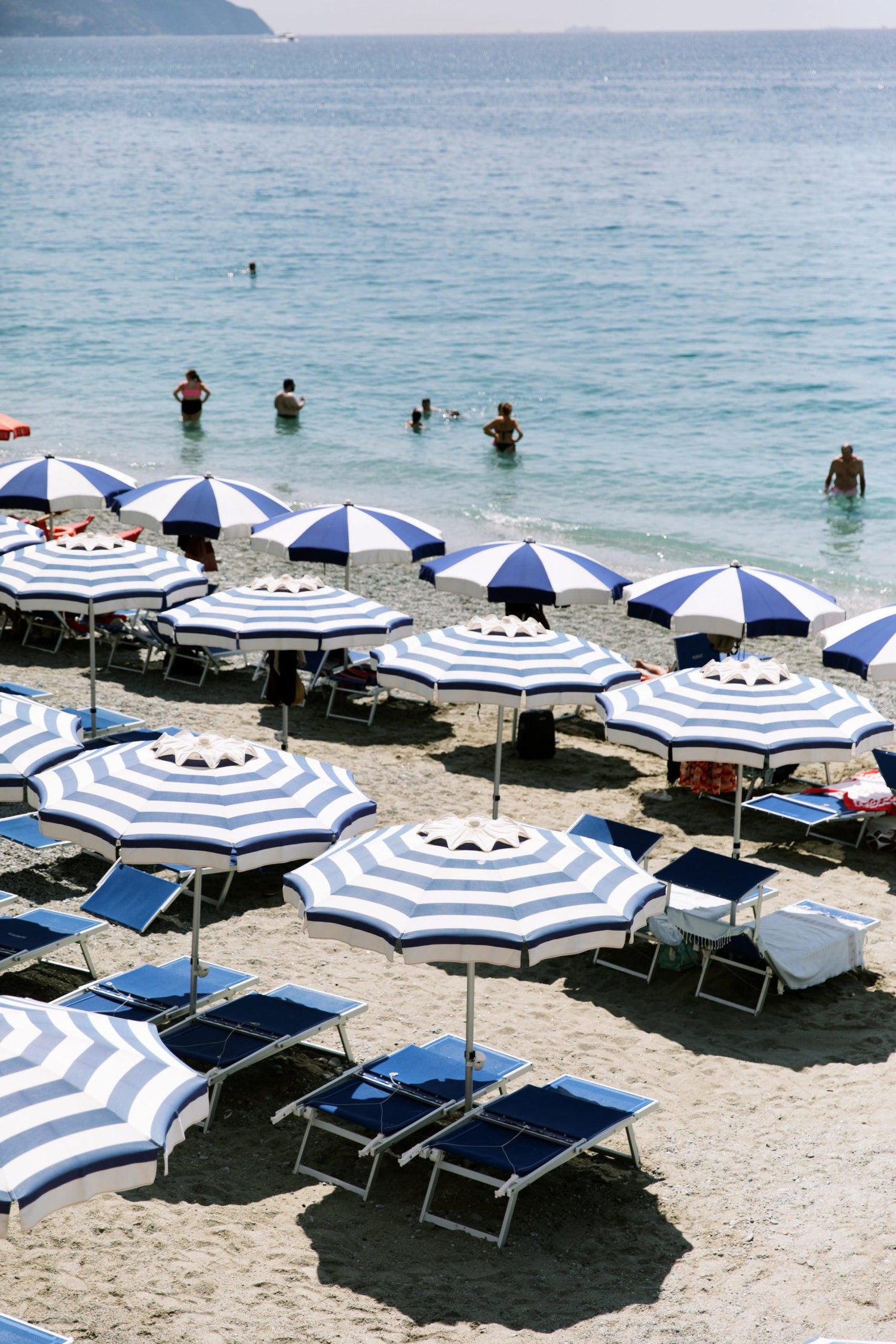 Beach umbrellas at a resort.