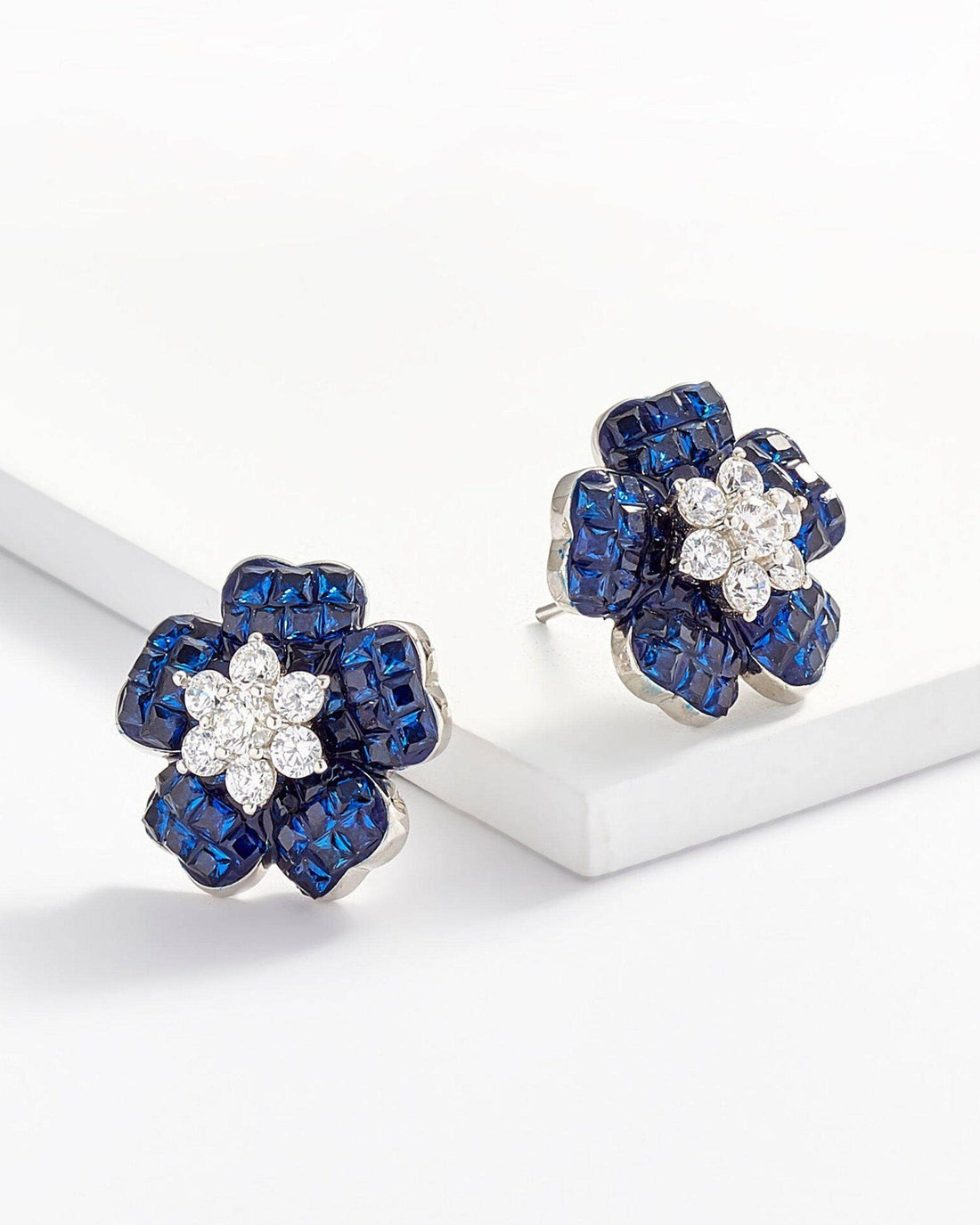 Kosa Jewels - Daphne Jeweled Flower Petal Stud Earrings - Lucette Collection