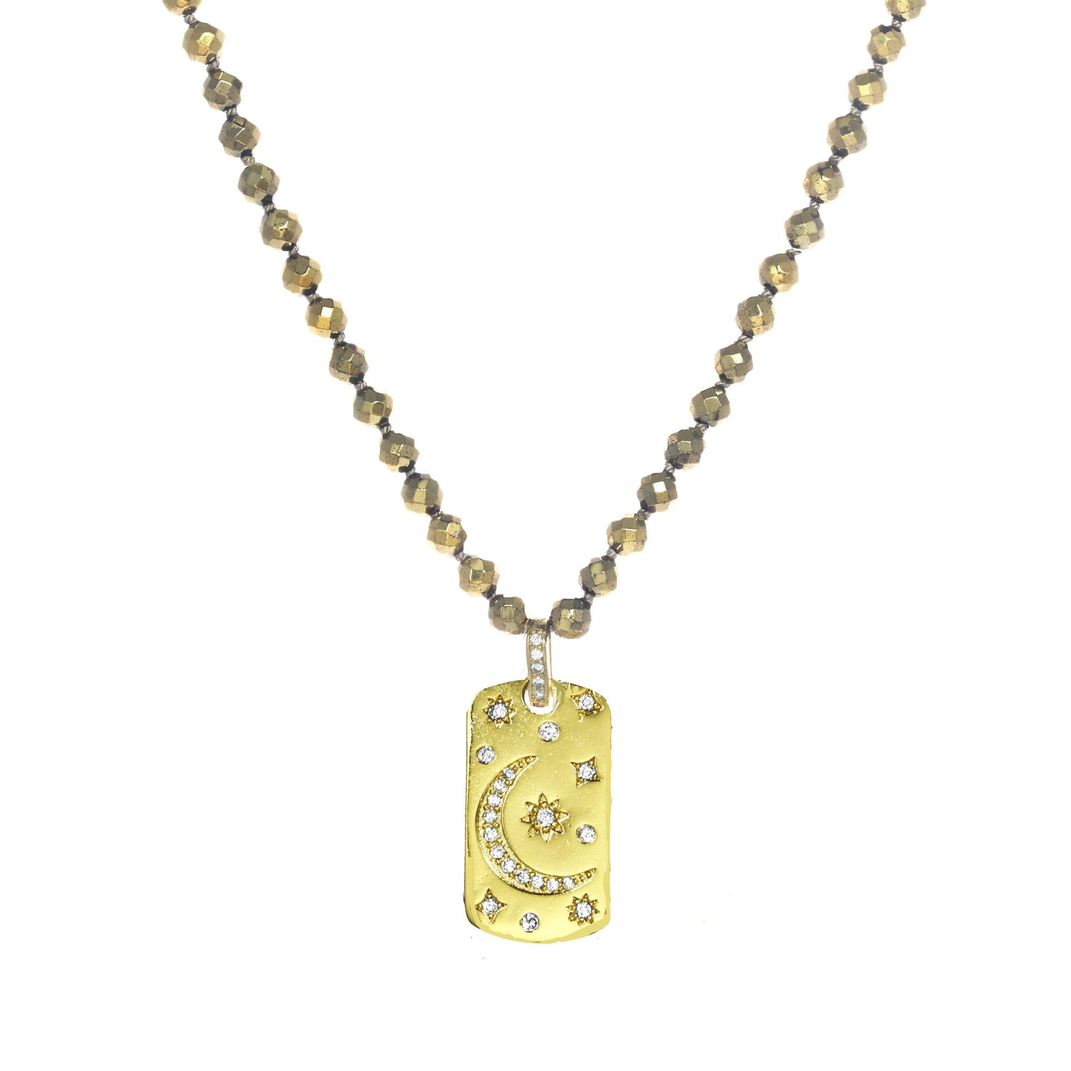 Pyrite Celestial Dog Tag Necklace - Lucette Collection