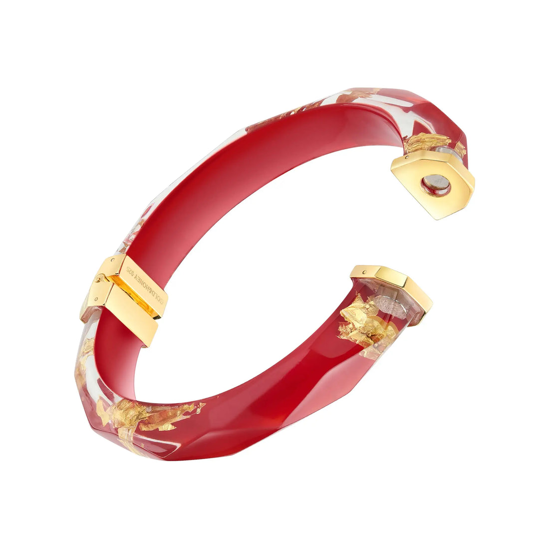 Carnelian 24K Gold Leaf Faceted Bangle with Hinge - Lucette Collection