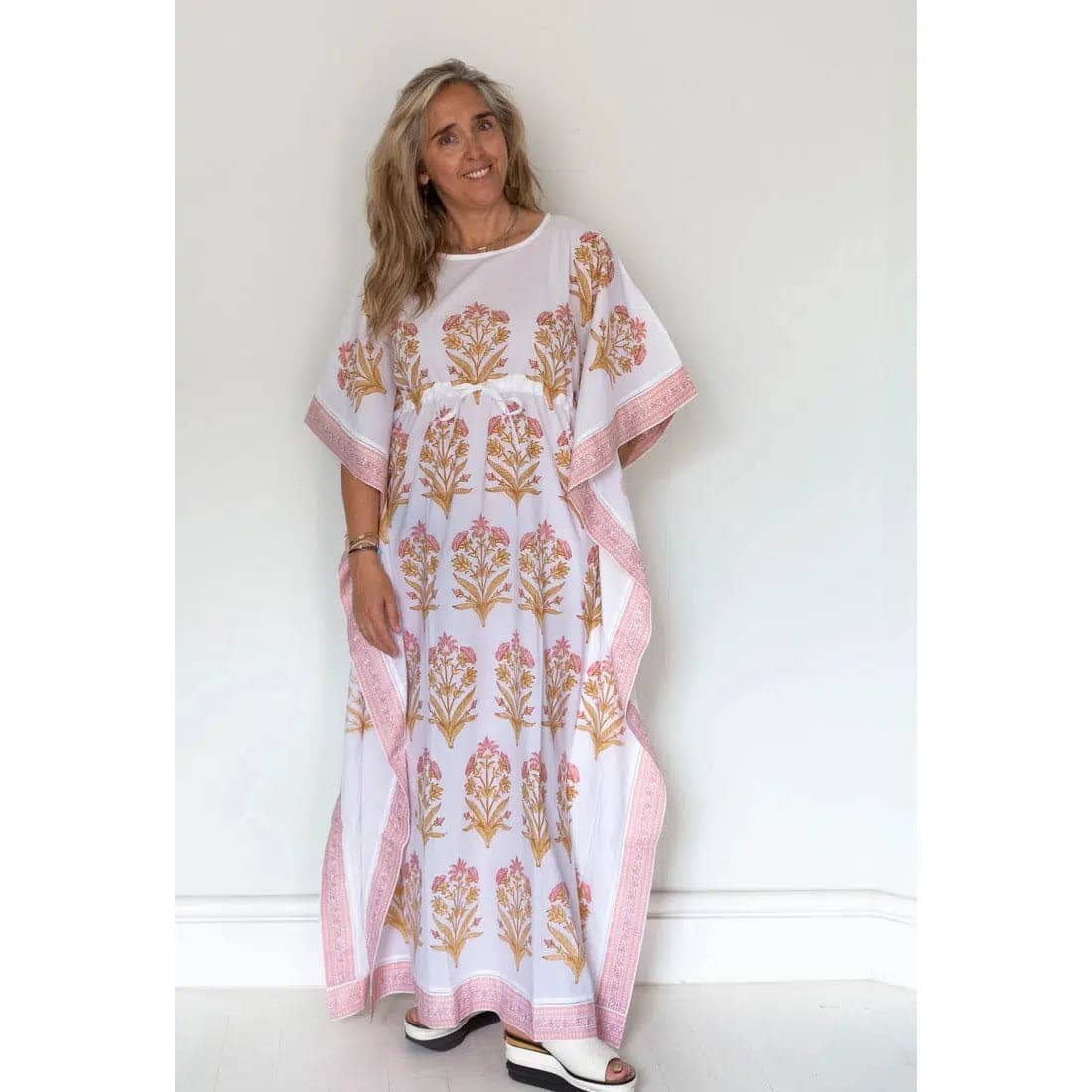 Bouquet Kaftan in PInk and Yellow