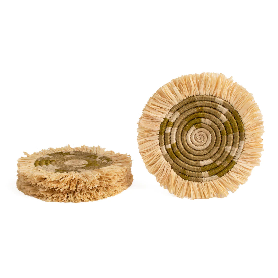 Restorative Greens Coasters, Set of 4 - Fringed - Lucette Collection