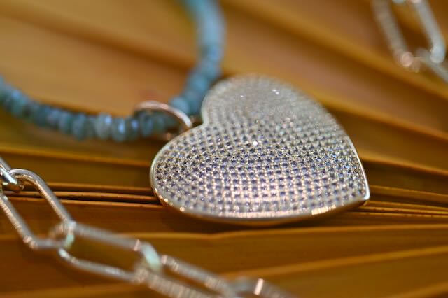 Emerald + Pave Heart Necklace