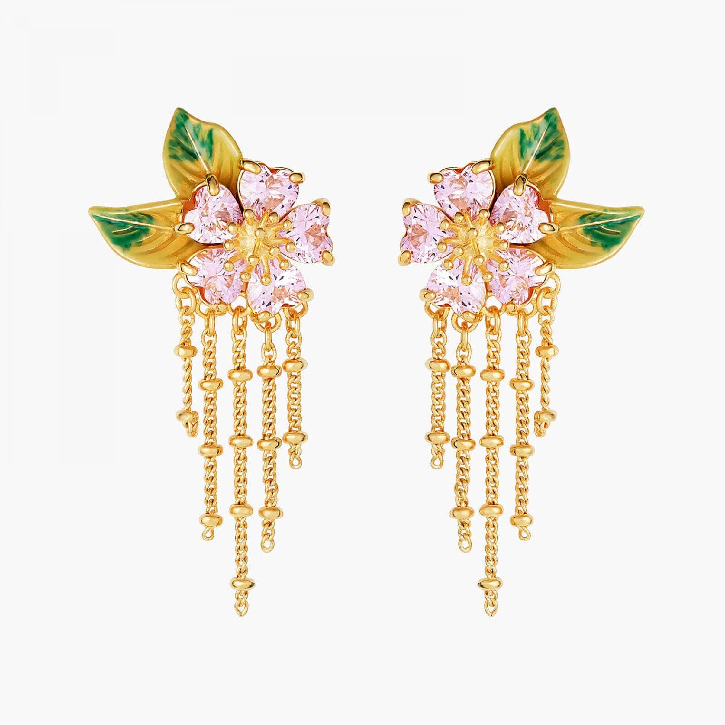 Foliage and Flower Petals Post Earrings