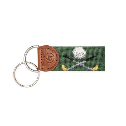 Golf Clubs Needlepoint Keychain