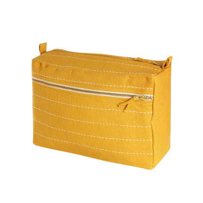 Large Pin-Stitch Toiletry Bag in Mustard