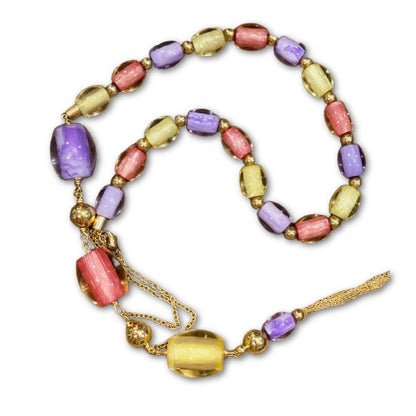 Lucite Bead +Tassel Necklace