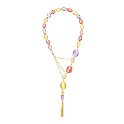 Lucite Bead +Tassel Necklace