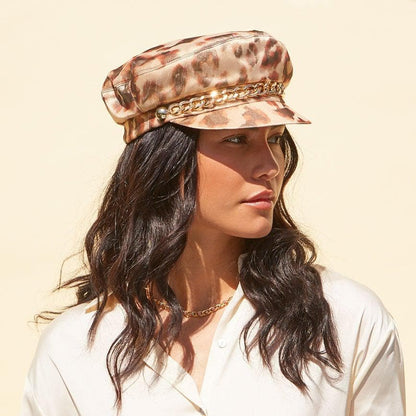 Marina Hat in Beige Leopard - Eugenia Kim