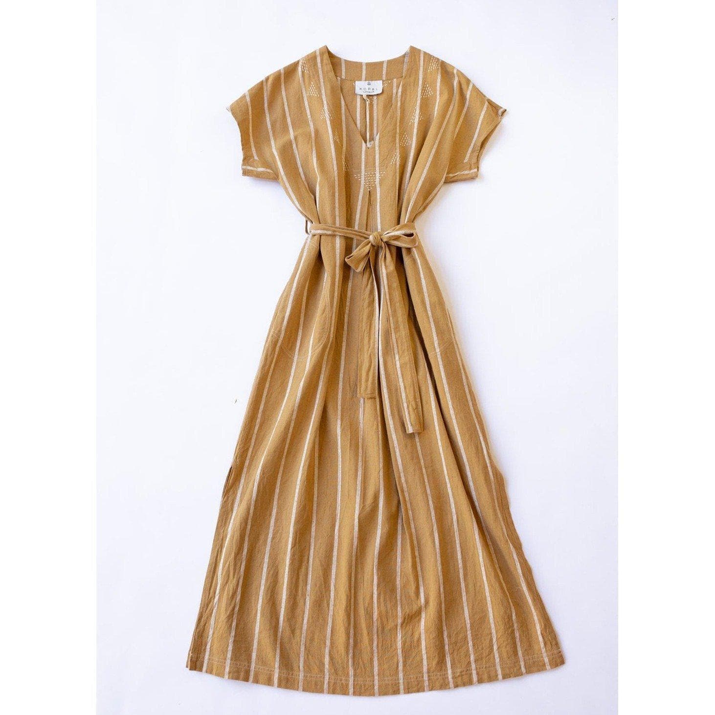 Mel Dress - Khaki Bold Stripe