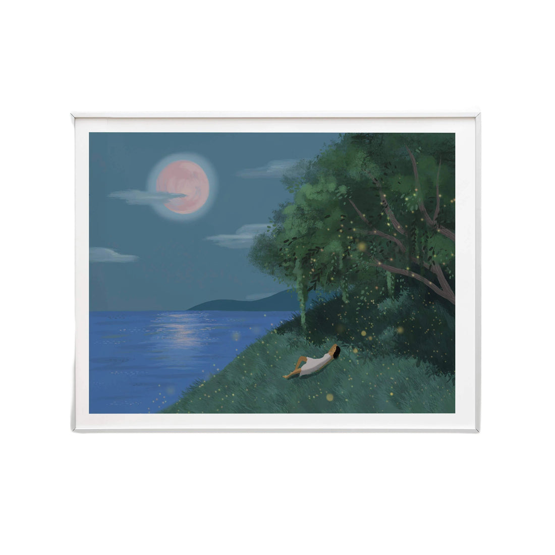 Moonlight &amp; Fireflies Art Print