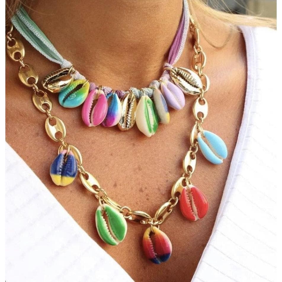Multishell Necklace on Silk