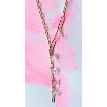 Pearl LOVE Lariat Necklace
