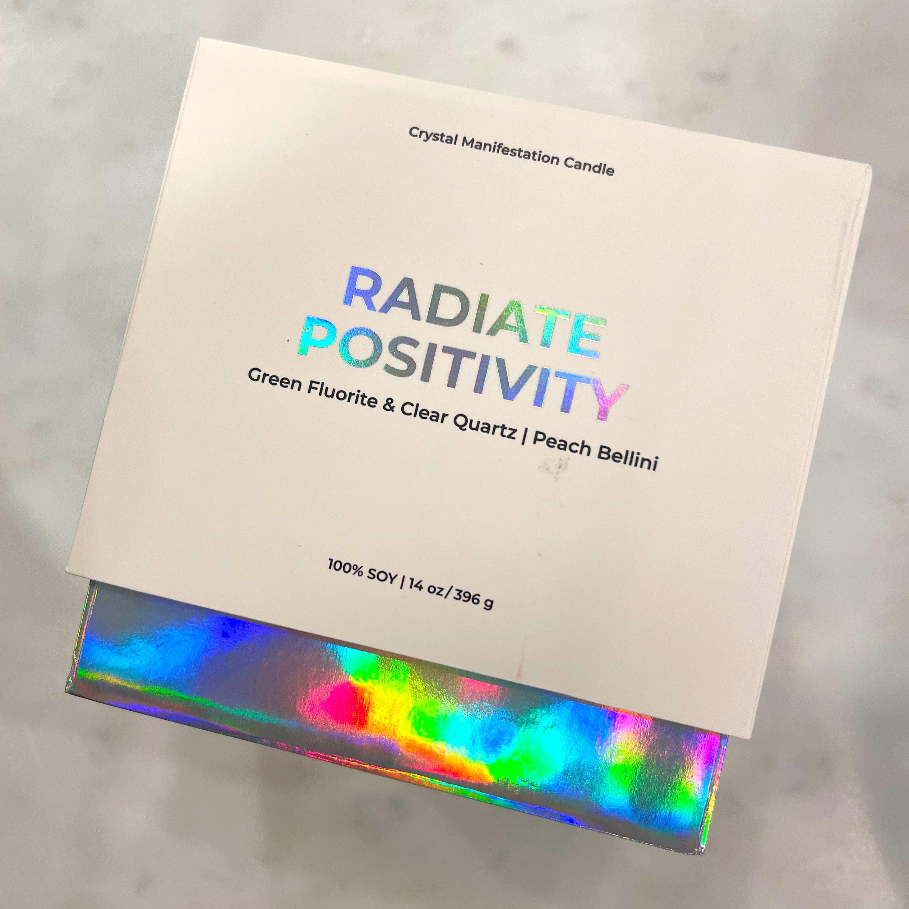 Radiate Positivity Crystal Manifestation Candle - Peach Bellini