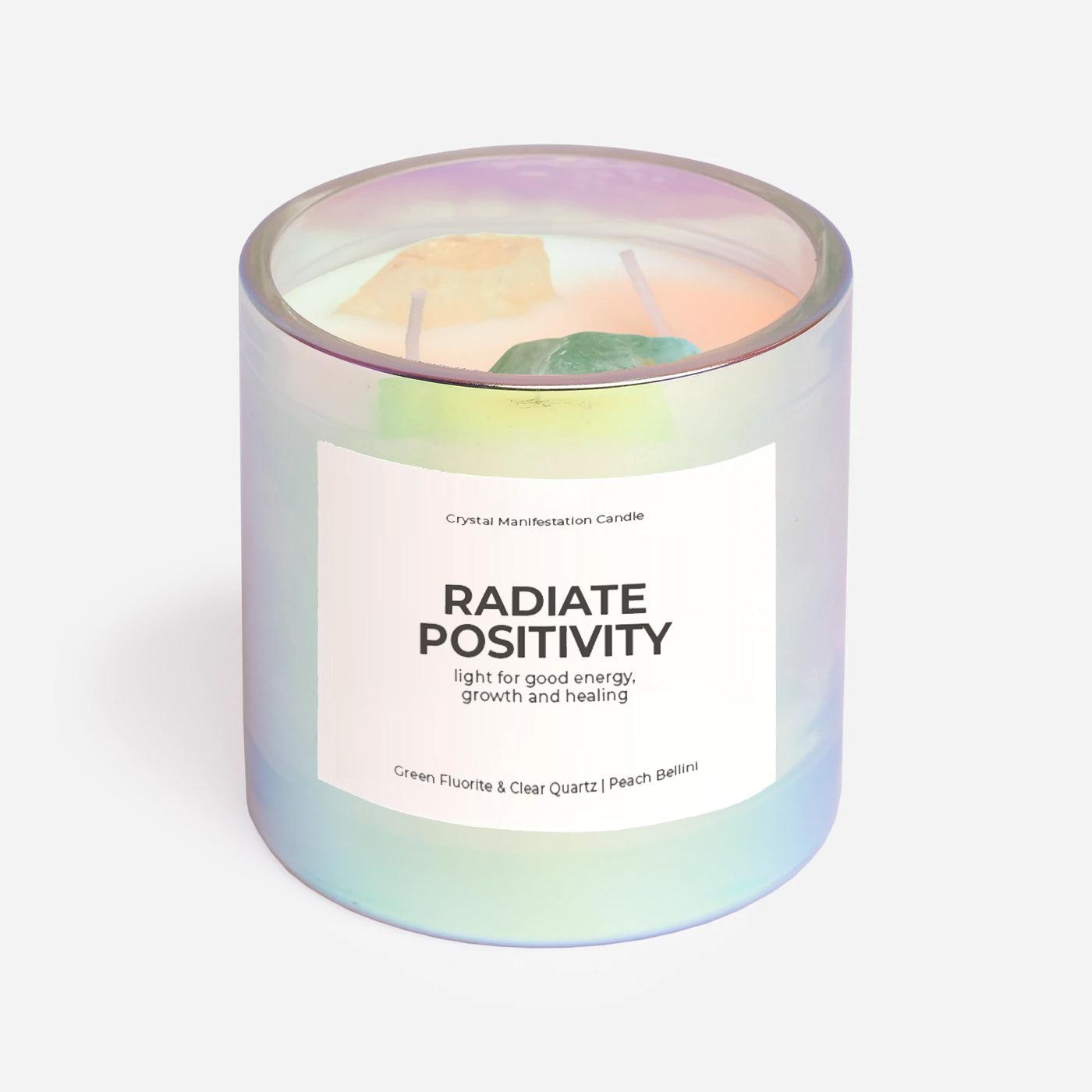 Radiate Positivity Crystal Manifestation Candle - Peach Bellini