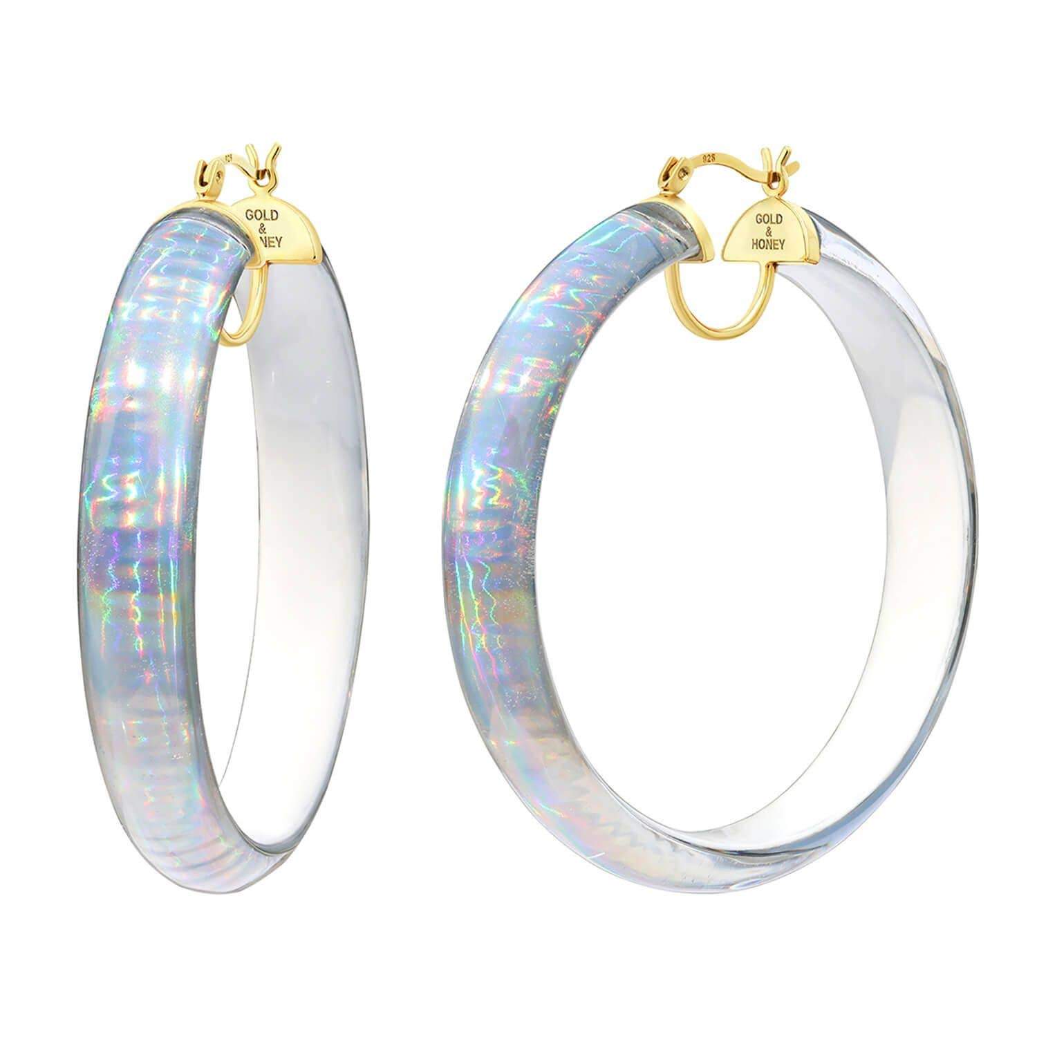 White Iridescent Lucite Hoops